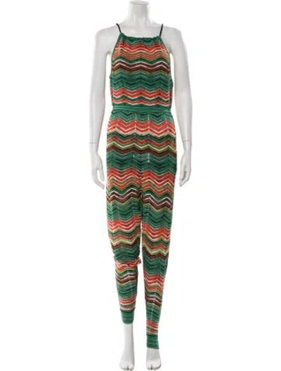 Pre-owned M Missoni Striped Scoop Neck Jumpsuit W/ Tags In Green
