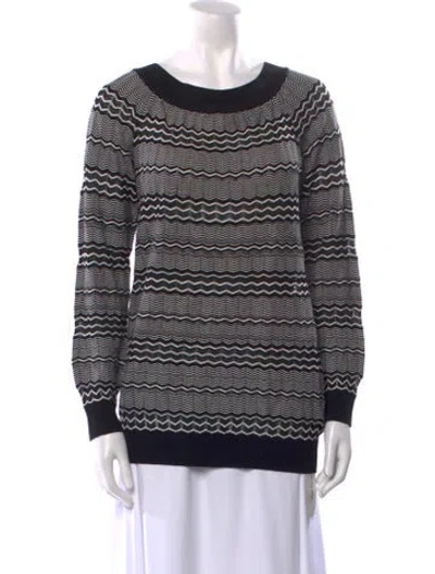 Pre-owned M Missoni Striped Scoop Neck Sweater In Black