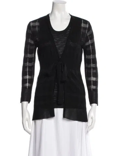 Pre-owned M Missoni Striped Scoop Neck Sweater In Black