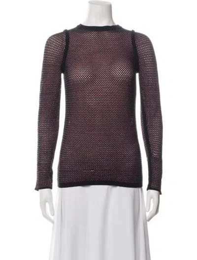 Pre-owned M Missoni Striped Scoop Neck Sweater In Black/pink