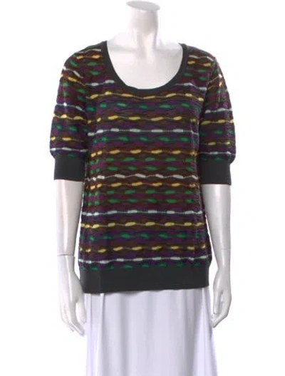 Pre-owned M Missoni Striped Scoop Neck Sweater In Multi