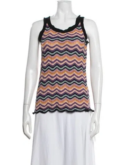 Pre-owned M Missoni Striped Scoop Neck Sweater In Purple