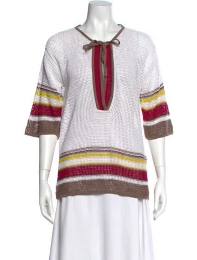 Pre-owned M Missoni Striped Scoop Neck Sweater In White