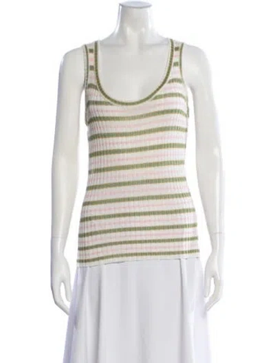 Pre-owned M Missoni Striped Scoop Neck Top In Neutral