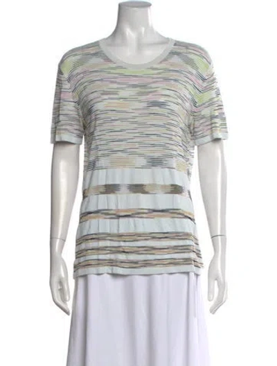 Pre-owned M Missoni Striped Scoop Neck T-shirt In Blue