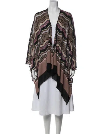 Pre-owned M Missoni Striped Shawl In Black/neutrals