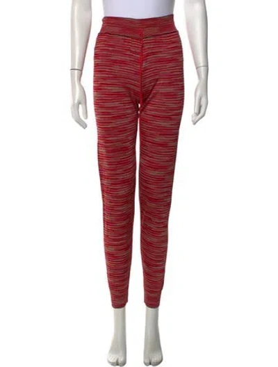Pre-owned M Missoni Striped Straight Leg Pants In Red