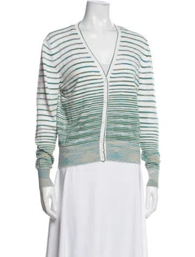 Pre-owned M Missoni Striped Sweater In Green/white