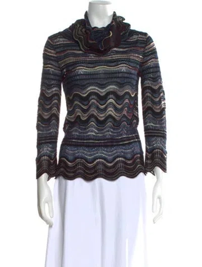 Pre-owned M Missoni Striped Turtleneck Sweater