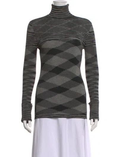 Pre-owned M Missoni Striped Turtleneck Sweater In Black