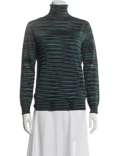 Pre-owned M Missoni Striped Turtleneck Sweater In Black