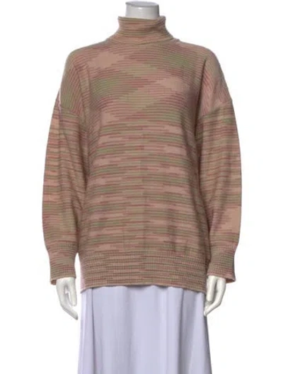 Pre-owned M Missoni Striped Turtleneck Sweater In Pink