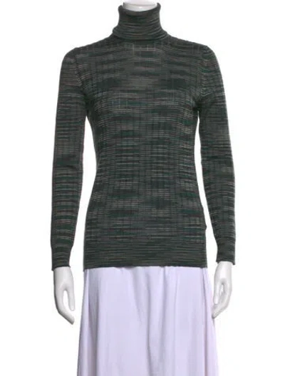 Pre-owned M Missoni Striped Turtleneck Top In Green