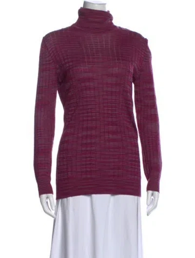 Pre-owned M Missoni Striped Turtleneck Top In Purple