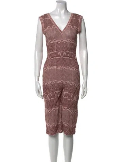 Pre-owned M Missoni Striped V-neck Jumpsuit In Pink