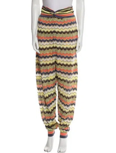 Pre-owned M Missoni Striped V-neck Jumpsuit In Yellow