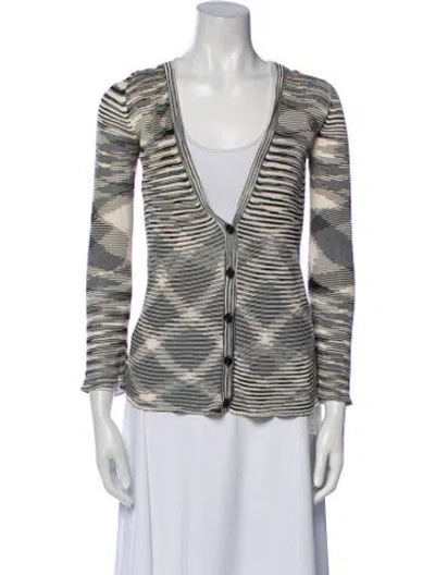 Pre-owned M Missoni Striped V-neck Sweater In Black