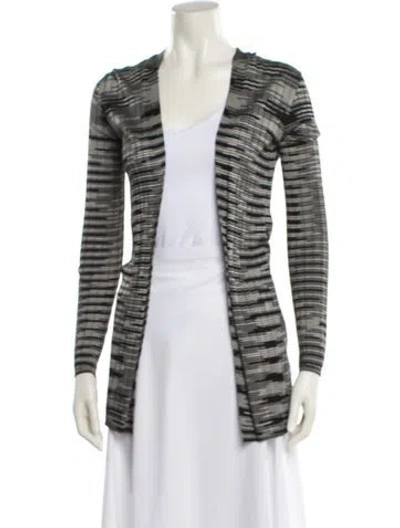 Pre-owned M Missoni Striped V-neck Sweater In Black