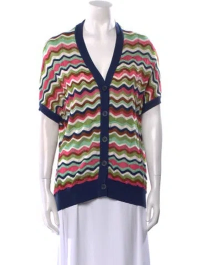 Pre-owned M Missoni Striped V-neck Sweater In Black