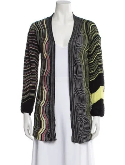 Pre-owned M Missoni Striped V-neck Sweater In Black