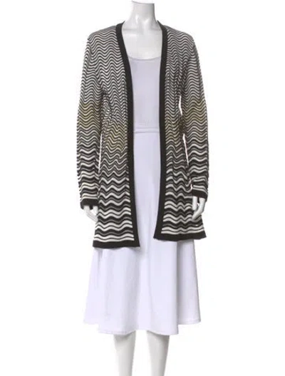 Pre-owned M Missoni Striped V-neck Sweater In Black