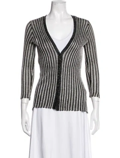 Pre-owned M Missoni Striped V-neck Sweater In Black