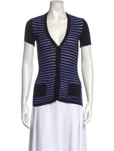 Pre-owned M Missoni Striped V-neck Sweater In Blue