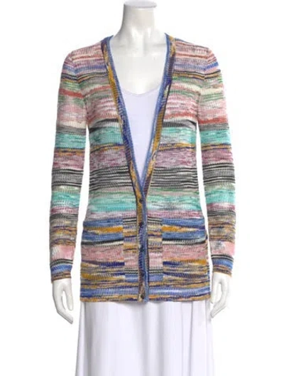 Pre-owned M Missoni Striped V-neck Sweater In Blue