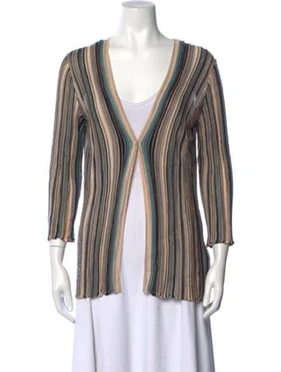 Pre-owned M Missoni Striped V-neck Sweater In Blue