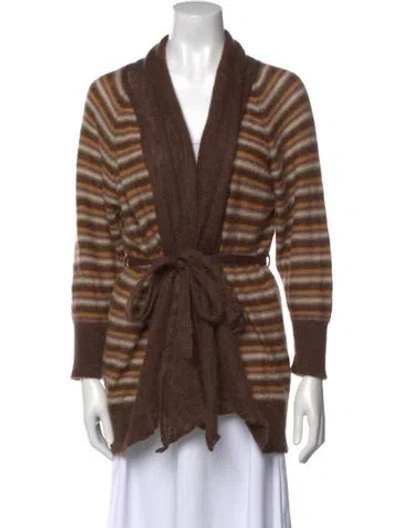 Pre-owned M Missoni Striped V-neck Sweater In Brown
