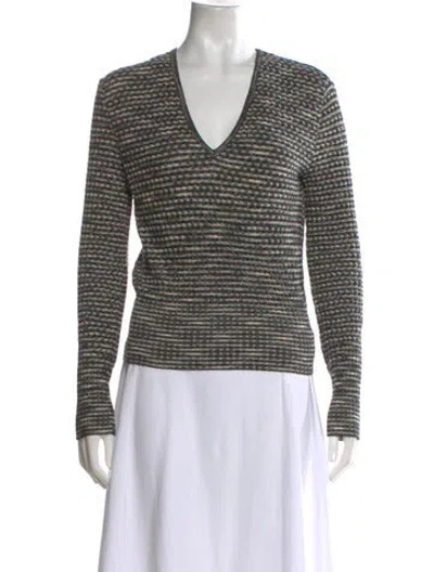 Pre-owned M Missoni Striped V-neck Sweater In Brown