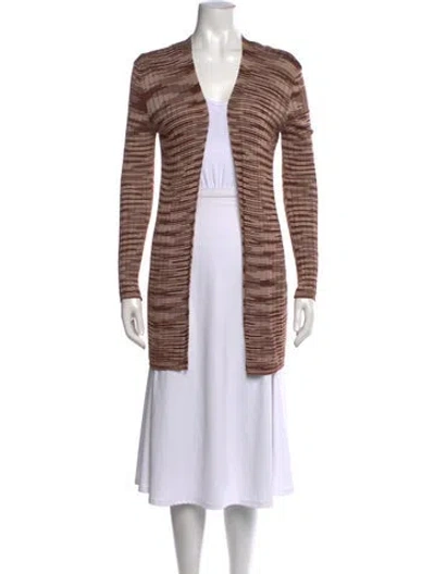 Pre-owned M Missoni Striped V-neck Sweater In Brown