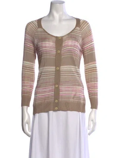 Pre-owned M Missoni Striped V-neck Sweater In Brown/pink