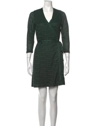 Pre-owned M Missoni Striped V-neck Sweater In Green