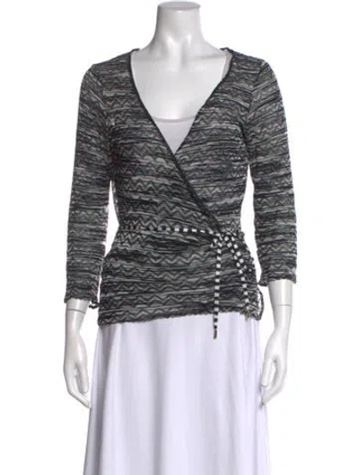 Pre-owned M Missoni Striped V-neck Sweater In Grey
