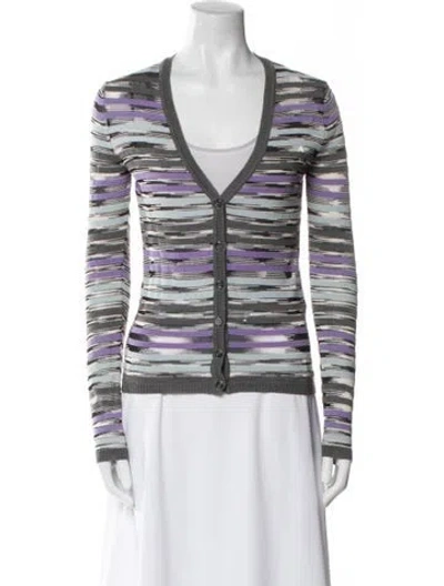Pre-owned M Missoni Striped V-neck Sweater In Multi