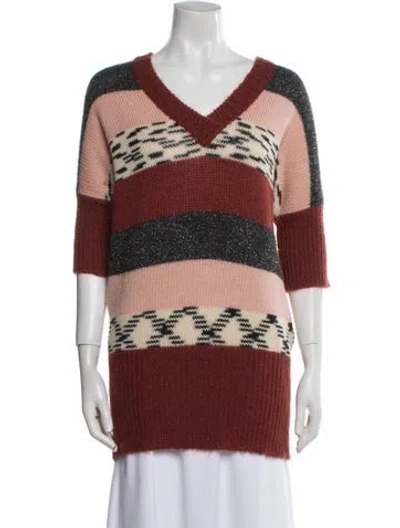 Pre-owned M Missoni Striped V-neck Sweater In Multi