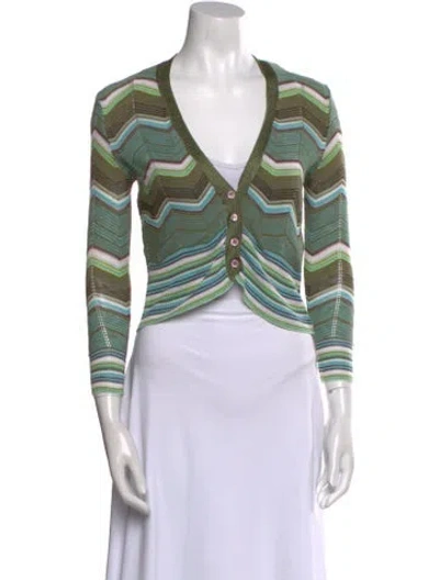 Pre-owned M Missoni Striped V-neck Sweater In Multi