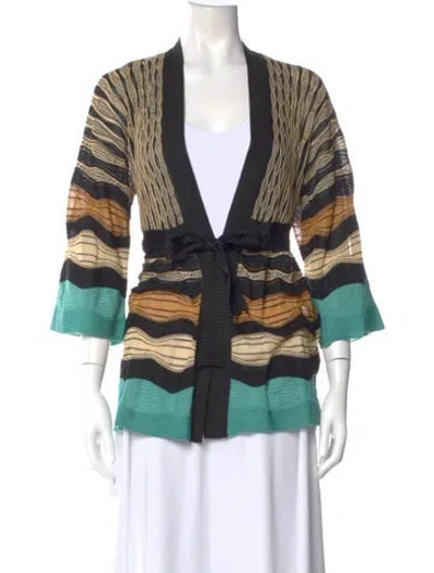 Pre-owned M Missoni Striped V-neck Sweater In Multi