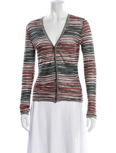 Pre-owned M Missoni Striped V-neck Sweater In Multi