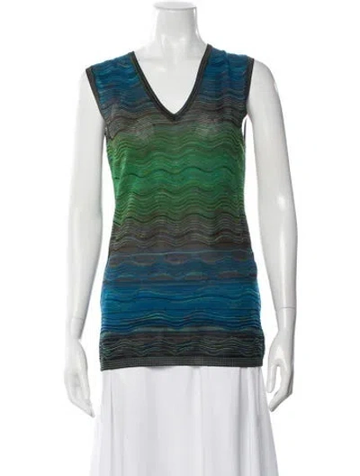 Pre-owned M Missoni Striped V-neck Sweater In Multi