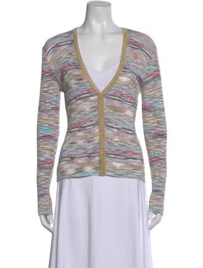 Pre-owned M Missoni Striped V-neck Sweater In Multi