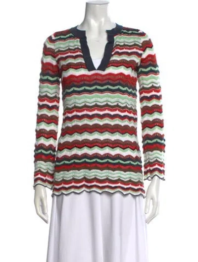 Pre-owned M Missoni Striped V-neck Sweater In Multi