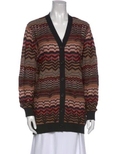 Pre-owned M Missoni Striped V-neck Sweater In Neutral
