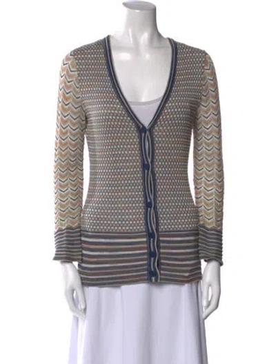 Pre-owned M Missoni Striped V-neck Sweater In Neutral