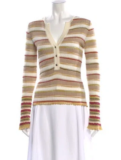 Pre-owned M Missoni Striped V-neck Sweater In Neutral