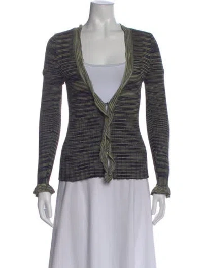 Pre-owned M Missoni Striped V-neck Sweater In Neutral