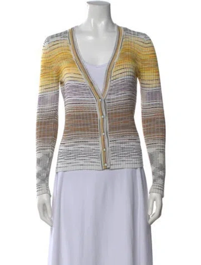 Pre-owned M Missoni Striped V-neck Sweater In Neutral