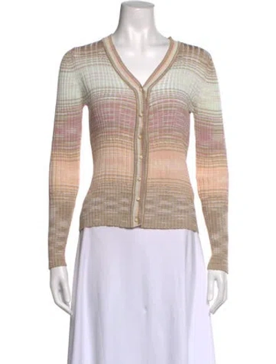 Pre-owned M Missoni Striped V-neck Sweater In Neutrals