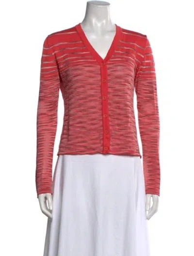 Pre-owned M Missoni Striped V-neck Sweater In Pink